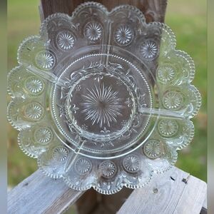 American Concord By Brockway Clear Glass Deviled Egg/Relish 5 Section Plate 11”